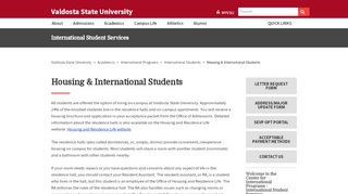 
                            8. Housing & International Students - Valdosta State University