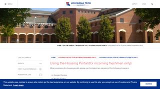 
                            1. Housing Portal (for incoming freshmen only) | Louisiana Tech University