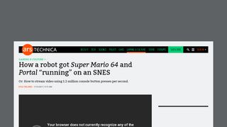 
                            11. How a robot got Super Mario 64 and Portal “running” on an SNES | Ars ...