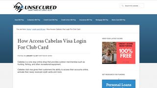 
                            1. How Access Cabelas Visa Login For Club Card - Unsecured