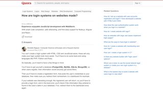 
                            8. How are login systems on websites made? - Quora