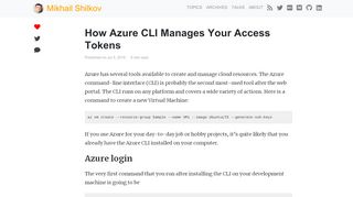 
                            9. How Azure CLI Manages Your Access Tokens | Mikhail Shilkov