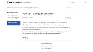 
                            6. How can I change my password? – AWS Capital Group | General ...