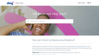 
                            1. How can I check my Nauta account balance? – Ding Support Center