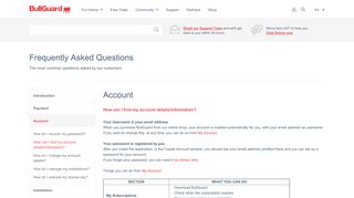 
                            3. How can I find my account details/information? - BullGuard