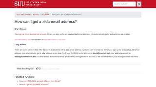 
                            4. How can I get a .edu email address? | SUU Help Center