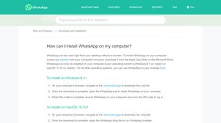 
                            4. How can I install WhatsApp on my computer? - WhatsApp FAQ