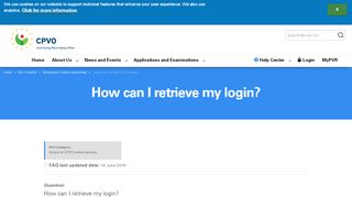 
                            4. How can I retrieve my login? | CPVO