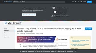 
                            6. How can I stop MacOS 10.14.4 Safari from automatically logging me ...