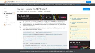 
                            4. How can I validate this ADFS token? - Stack Overflow