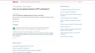 
                            1. How can we bypass Amazon’s OTP verification? - Quora