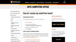 
                            4. How do I access my email from home? - University of Waterloo