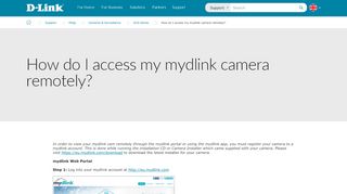 
                            4. How do I access my mydlink camera remotely? | D-Link UK