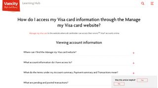 
                            6. How do I access my Visa card information through the ...