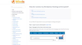 
                            2. How do I access my Wordpress Hosting control panel ...