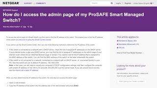 
                            2. How do I access the admin page of my ProSAFE ... - Support - Netgear