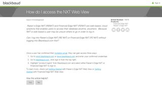 
                            2. How do I access the NXT Web View - Blackbaud Knowledgebase