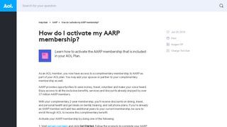 
                            2. How do I activate my AARP membership? - AOL Help