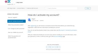 
                            9. How do I activate my account? – edX Help Center