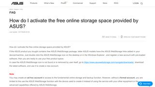 
                            8. How do I activate the free online storage space ... - Asus