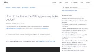 
                            4. How do I activate the PBS app on my Roku device? : PBS Help