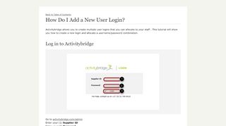 
                            9. How Do I Add a New User Login? - ActivityBridge