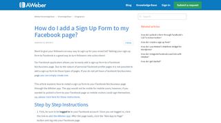 
                            8. How do I add a Sign Up Form to my Facebook page? – AWeber ...