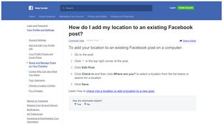 
                            4. How do I add my location to a post? | Facebook Help Center ...