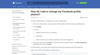 
                            4. How do I add or change my profile picture? | Facebook Help ...