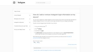 
                            4. How do I add or remove Instagram login information on my device ...