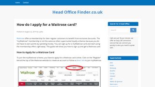 
                            8. How do I apply for a Waitrose card? - Head Office …