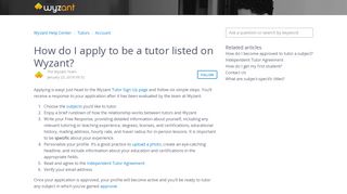 
                            2. How do I apply to be a tutor listed on Wyzant? – Wyzant ...