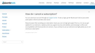 
                            5. How do I cancel a subscription? - Joomlatools …