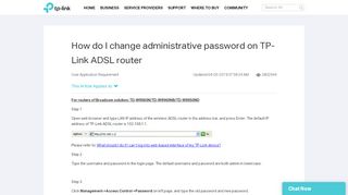 
                            7. How do I change administrative password on TP-Link ADSL router ...