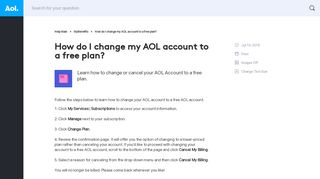 
                            8. How do I change my AOL account to a free plan? - …