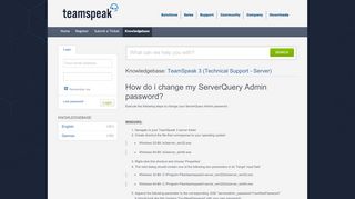 
                            3. How do i change my ServerQuery Admin password ...