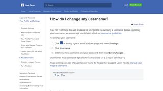 
                            1. How do I change my username? | Facebook Help Center ...