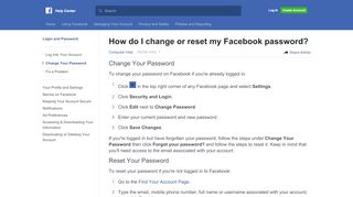 
                            10. How do I change or reset my Facebook password? | Facebook ...