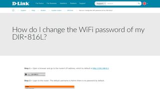 
                            2. How do I change the WiFi password of my DIR-816L? | D-Link ...
