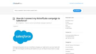 
                            7. How do I connect my KickoffLabs campaign to Salesforce?