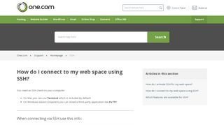 
                            9. How do I connect to my web space using SSH? - One.com