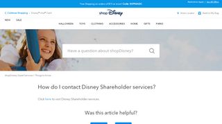 
                            4. How do I contact Disney Shareholder services? – shopDisney ...