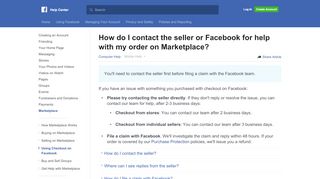 
                            9. How do I contact the seller or Facebook for help with my ...