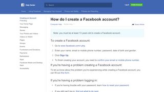 
                            4. How do I create a Facebook account? | Facebook Help Center ...