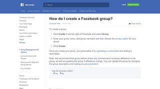 
                            2. How do I create a Facebook group? | Facebook Help Center ...