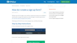 
                            5. How do I create a sign up form? – AWeber Knowledge Base