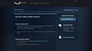 
                            5. How do I create a Steam account? - support.steampowered.com