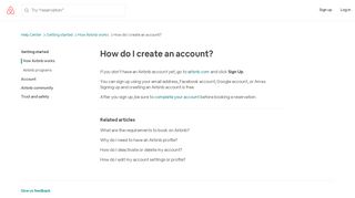 
                            2. How do I create an account? - Airbnb Help Center