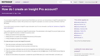 
                            3. How do I create an Insight Pro account? | Answer | NETGEAR Support