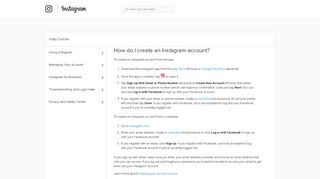 
                            9. How do I create an Instagram account? | Instagram Help Center